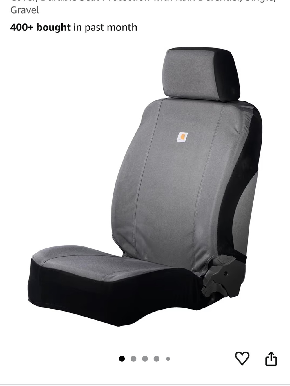 Set of 2 Carhartt Gray Canvas Universal Seat Cover with Black Accents